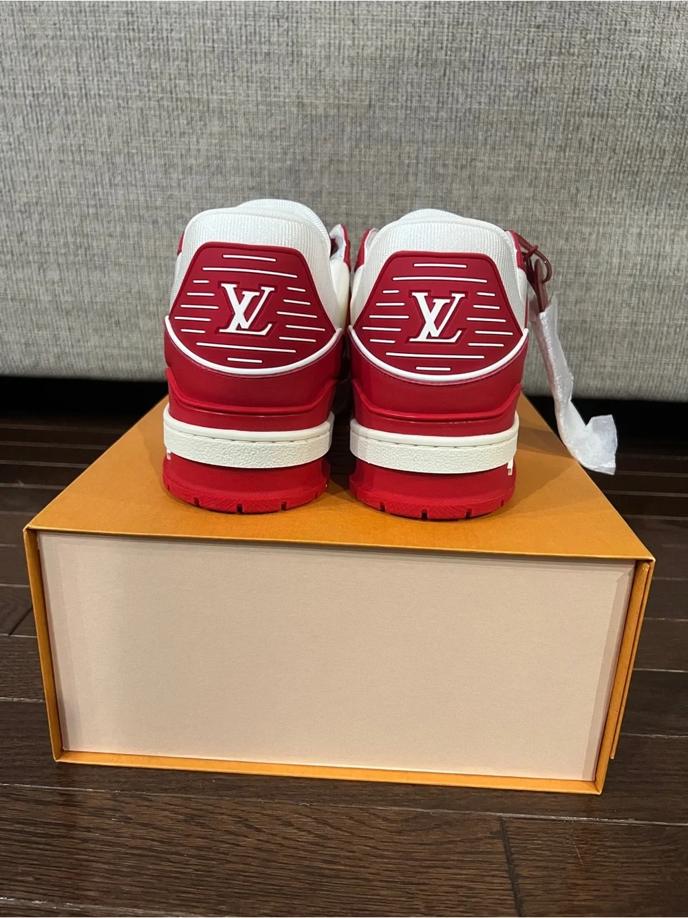 Louis Vuitton White and Red Low-Top Sneaker